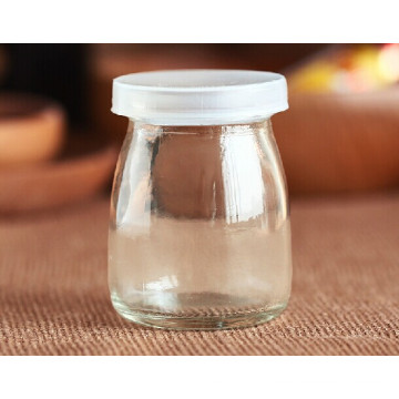 100ml mini pudding glass bottles with plastic lid glass milk bottles wholesale